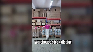 Warehouse display of genuine Atlas Copco spare parts and air compressors